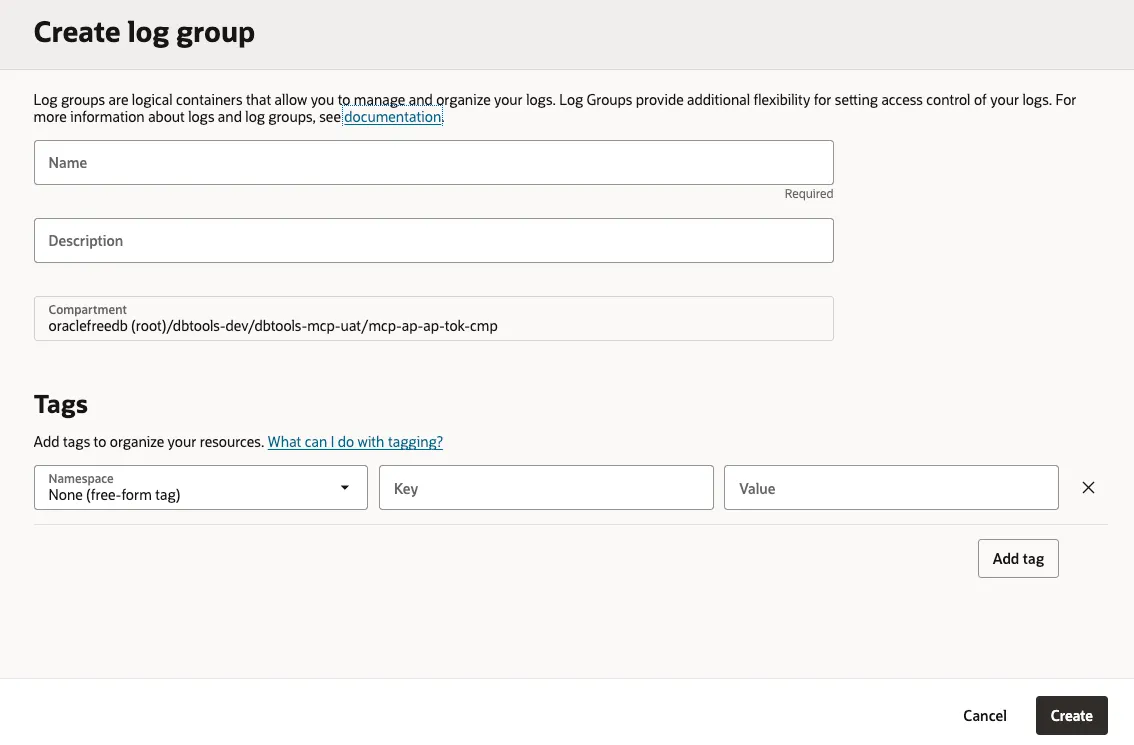 Creating the Log Group
