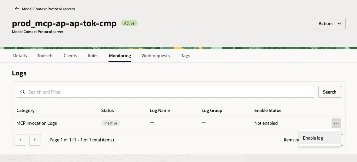 Enabling the pre-existing MCP Invocation Logs